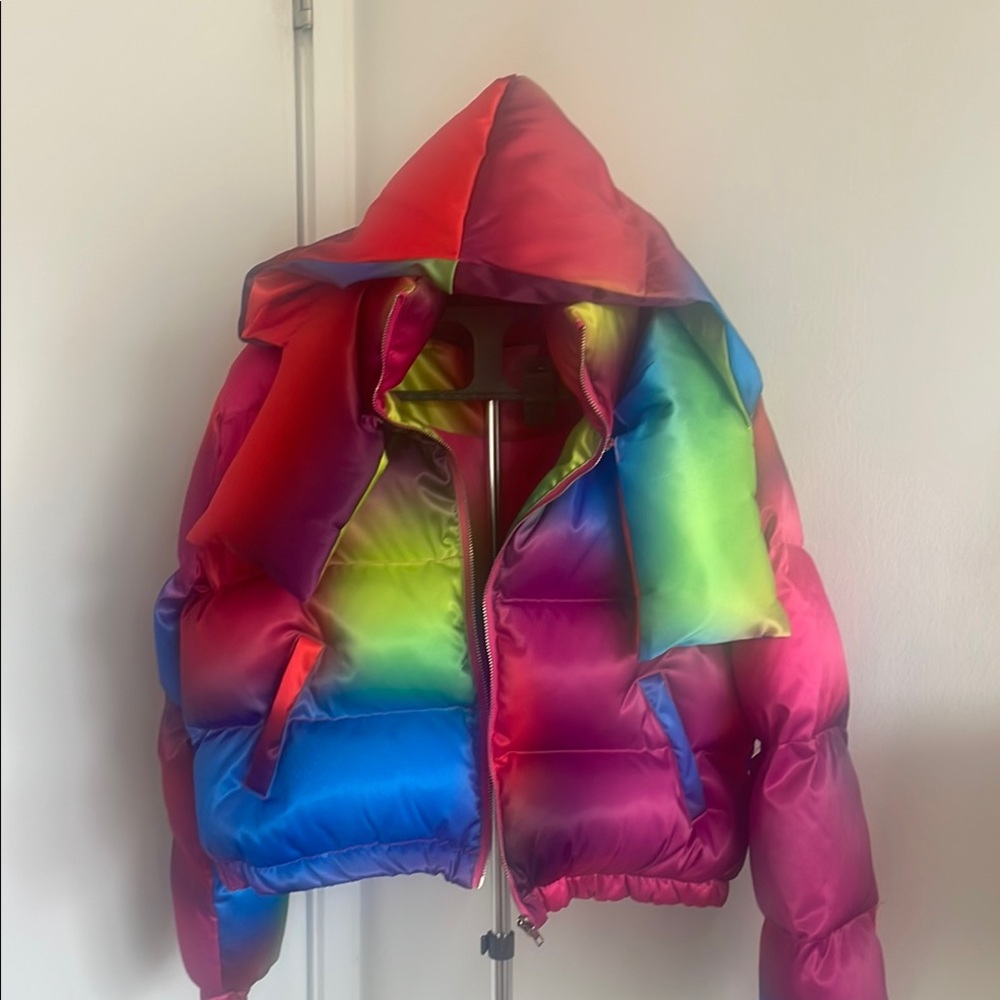 Akira Azalea Wang Rainbow Cropped Puffer Jacket